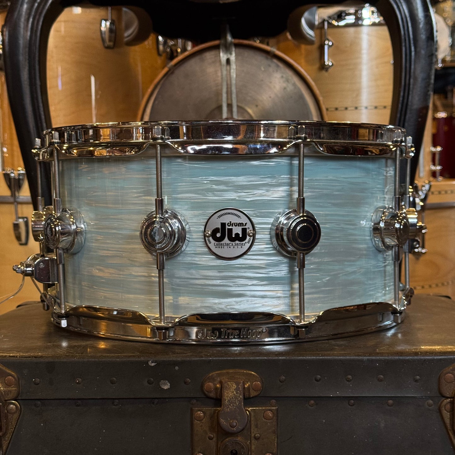 USED DW 6.5x14 Collectors Birch Snare Drum in Pale Blue Oyster