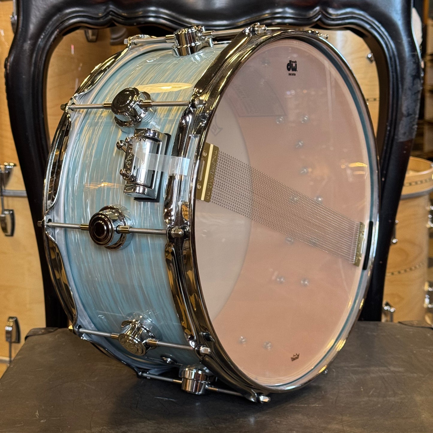 USED DW 6.5x14 Collectors Birch Snare Drum in Pale Blue Oyster