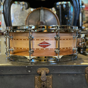 NEW Craviotto 5.5x14 Private Reserve Stacked Sycamore/Maple/Sycamore in Natural Oil with Double Cherry Inlays and 45 Degree Edges