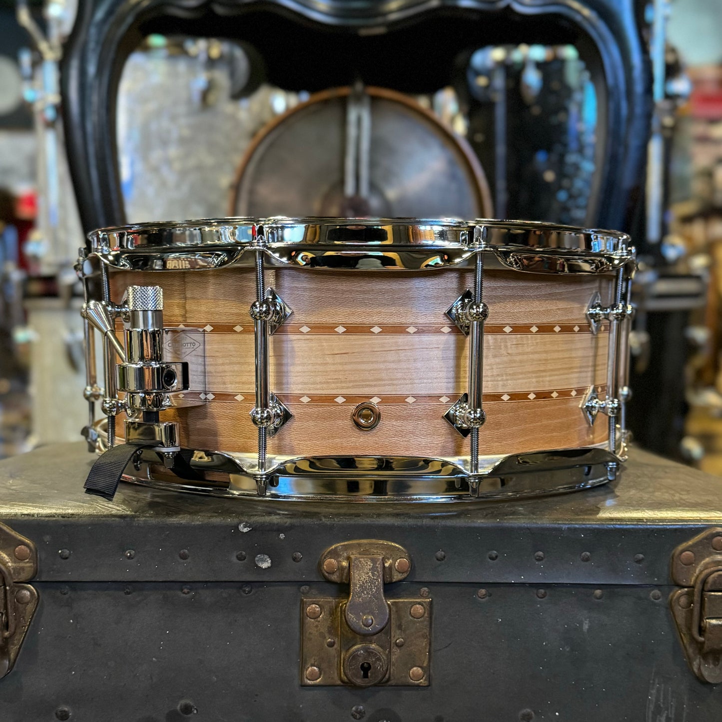 NEW Craviotto 5.5x14 Private Reserve Stacked Sycamore/Maple/Sycamore in Natural Oil with Double Cherry Inlays and 45 Degree Edges