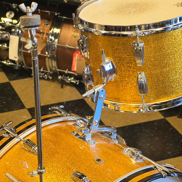 VINTAGE 1960's Ludwig Super Classic Outfit in Gold Sparkle w/ Jazzfest - 14x22, 9x13, 16x16, 5.5x14