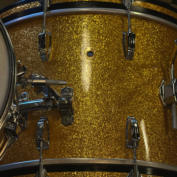 VINTAGE 1960's Ludwig Super Classic Outfit in Gold Sparkle w/ Jazzfest - 14x22, 9x13, 16x16, 5.5x14