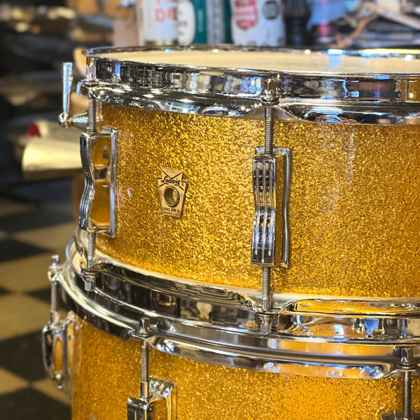 VINTAGE 1960's Ludwig Super Classic Outfit in Gold Sparkle w/ Jazzfest - 14x22, 9x13, 16x16, 5.5x14