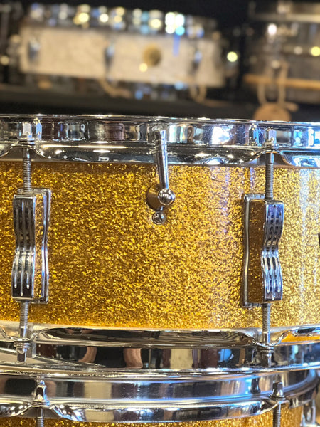 VINTAGE 1960's Ludwig Super Classic Outfit in Gold Sparkle w/ Jazzfest - 14x22, 9x13, 16x16, 5.5x14