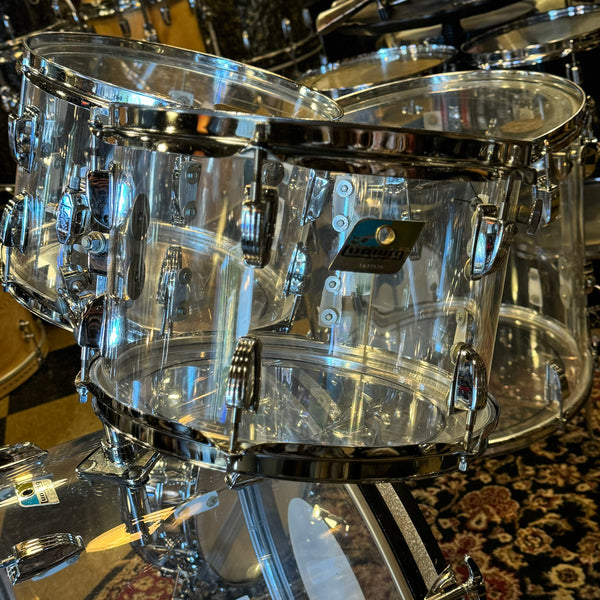 VINTAGE 1976 Ludwig Matching Serial Clear Vistalite Big Beat Outfit w/ Matching Serial Super Sensitive - 14x22, 8x12, 9x13, 16x16 + 5x14