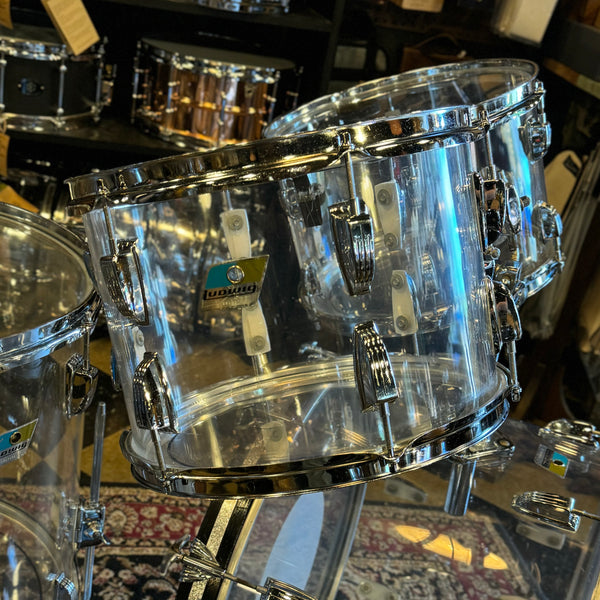 VINTAGE 1976 Ludwig Matching Serial Clear Vistalite Big Beat Outfit w/ Matching Serial Super Sensitive - 14x22, 8x12, 9x13, 16x16 + 5x14