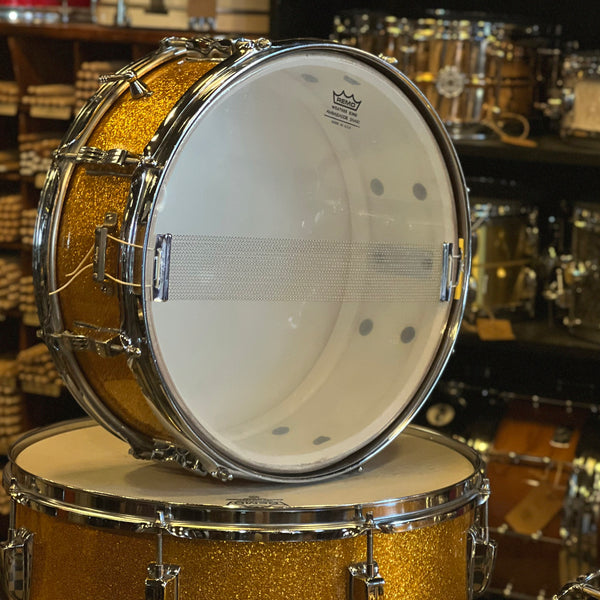 VINTAGE 1960's Ludwig Super Classic Outfit in Gold Sparkle w/ Jazzfest - 14x22, 9x13, 16x16, 5.5x14