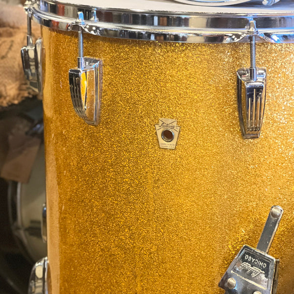 VINTAGE 1960's Ludwig Super Classic Outfit in Gold Sparkle w/ Jazzfest - 14x22, 9x13, 16x16, 5.5x14