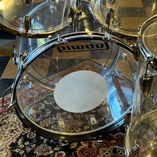 VINTAGE 1976 Ludwig Matching Serial Clear Vistalite Big Beat Outfit w/ Matching Serial Super Sensitive - 14x22, 8x12, 9x13, 16x16 + 5x14