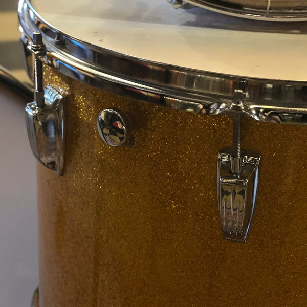 VINTAGE 1960's Ludwig Super Classic Outfit in Gold Sparkle w/ Jazzfest - 14x22, 9x13, 16x16, 5.5x14