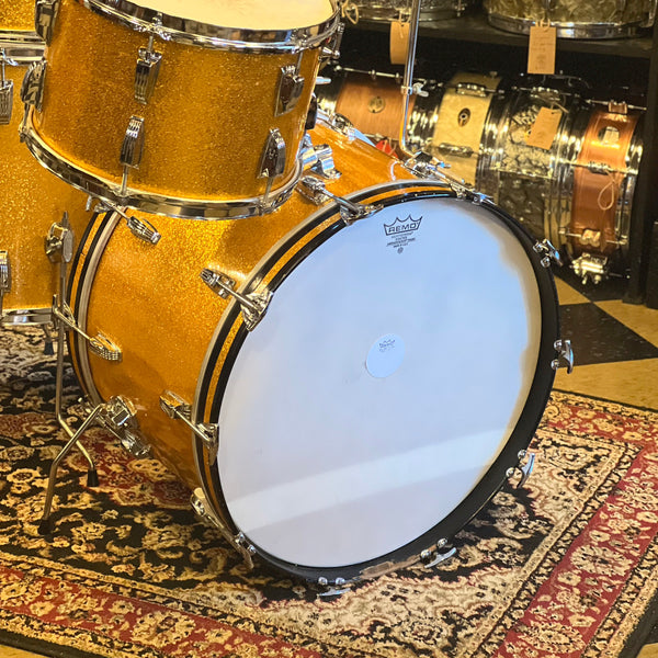 VINTAGE 1960's Ludwig Super Classic Outfit in Gold Sparkle w/ Jazzfest - 14x22, 9x13, 16x16, 5.5x14