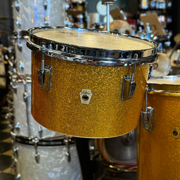 VINTAGE 1960's Ludwig Pre-Serial Miami Beach Model Cocktail Set in Gold Sparkle - 16x24, 6.5x10