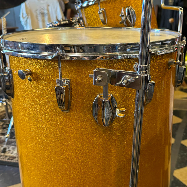 VINTAGE 1960's Ludwig Pre-Serial Miami Beach Model Cocktail Set in Gold Sparkle - 16x24, 6.5x10