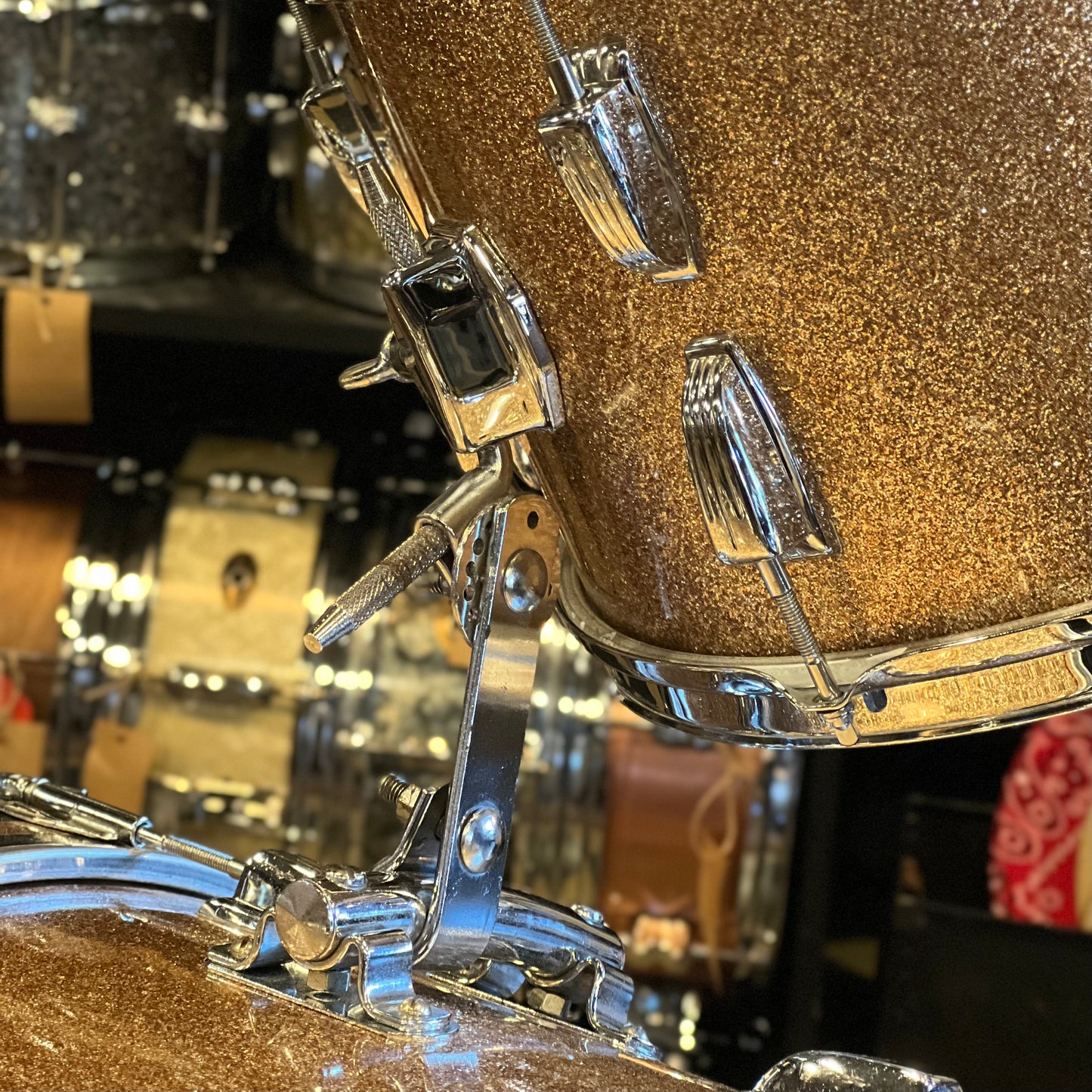 VINTAGE 1964 Ludwig Super Classic Outfit in Champagne Sparkle w/ Matching LM400 Supraphonic and Bags - 14x22, 9x13, 16x16, 5x14