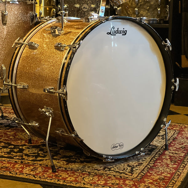 VINTAGE 1964 Ludwig Super Classic Outfit in Champagne Sparkle w/ Matching LM400 Supraphonic and Bags - 14x22, 9x13, 16x16, 5x14