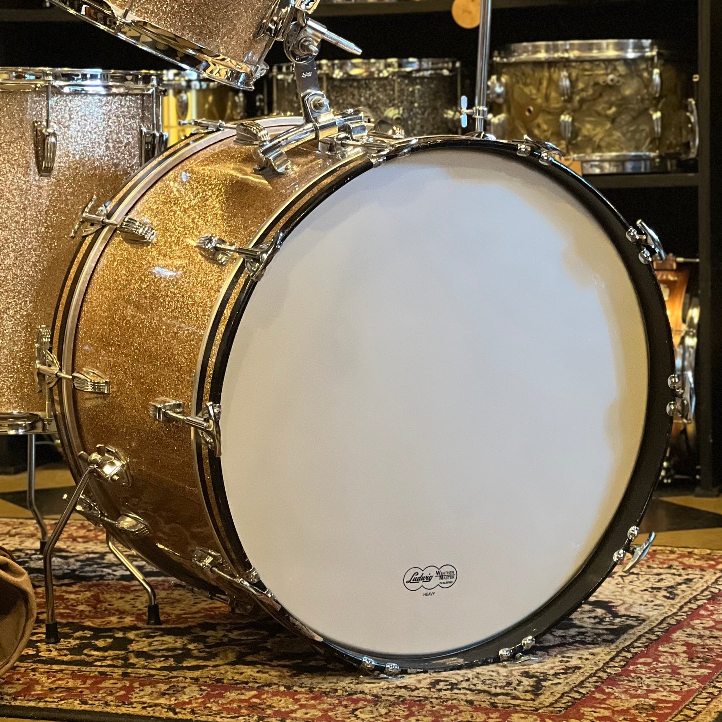 VINTAGE 1964 Ludwig Super Classic Outfit in Champagne Sparkle w/ Matching LM400 Supraphonic and Bags - 14x22, 9x13, 16x16, 5x14