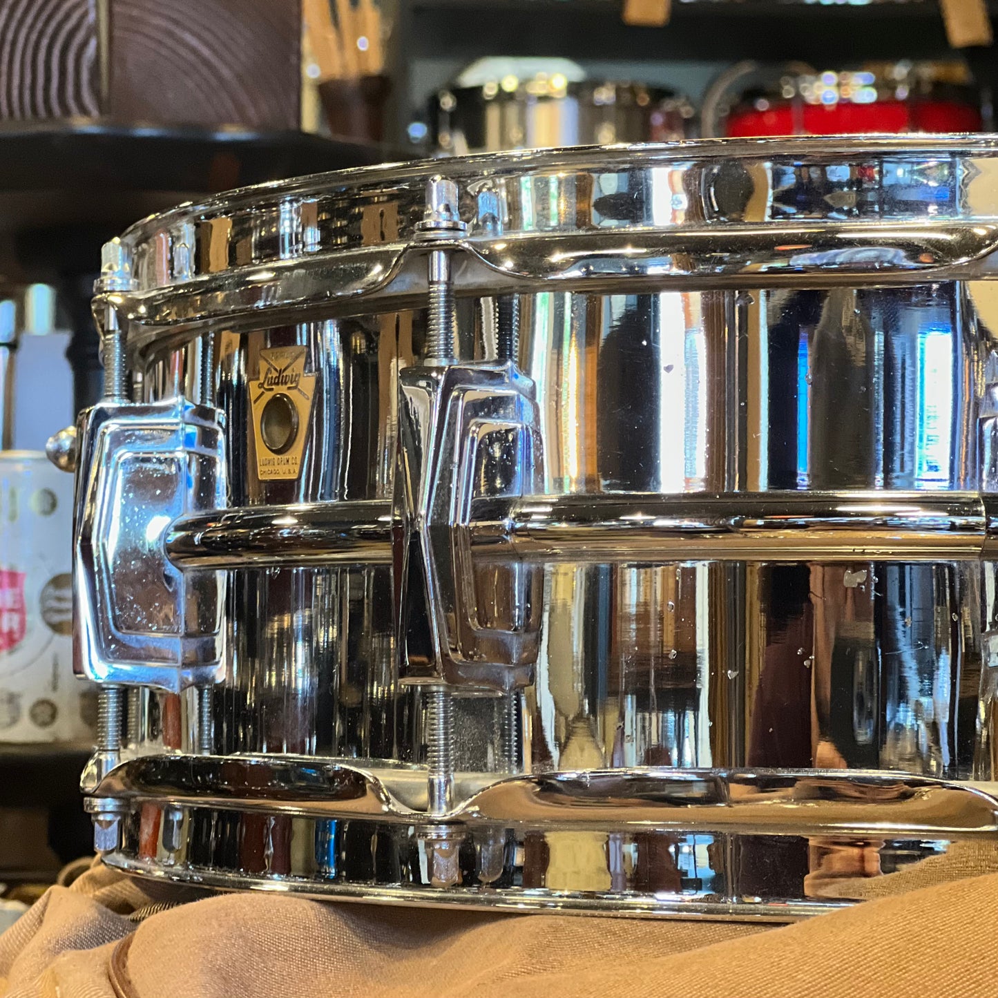 VINTAGE 1964 Ludwig Super Classic Outfit in Champagne Sparkle w/ Matching LM400 Supraphonic and Bags - 14x22, 9x13, 16x16, 5x14