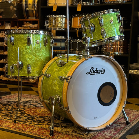 USED Ludwig Classic Maple Downbeat Outfit in Exclusive Emerald Pearl - 14x20, 8x12, 14x14