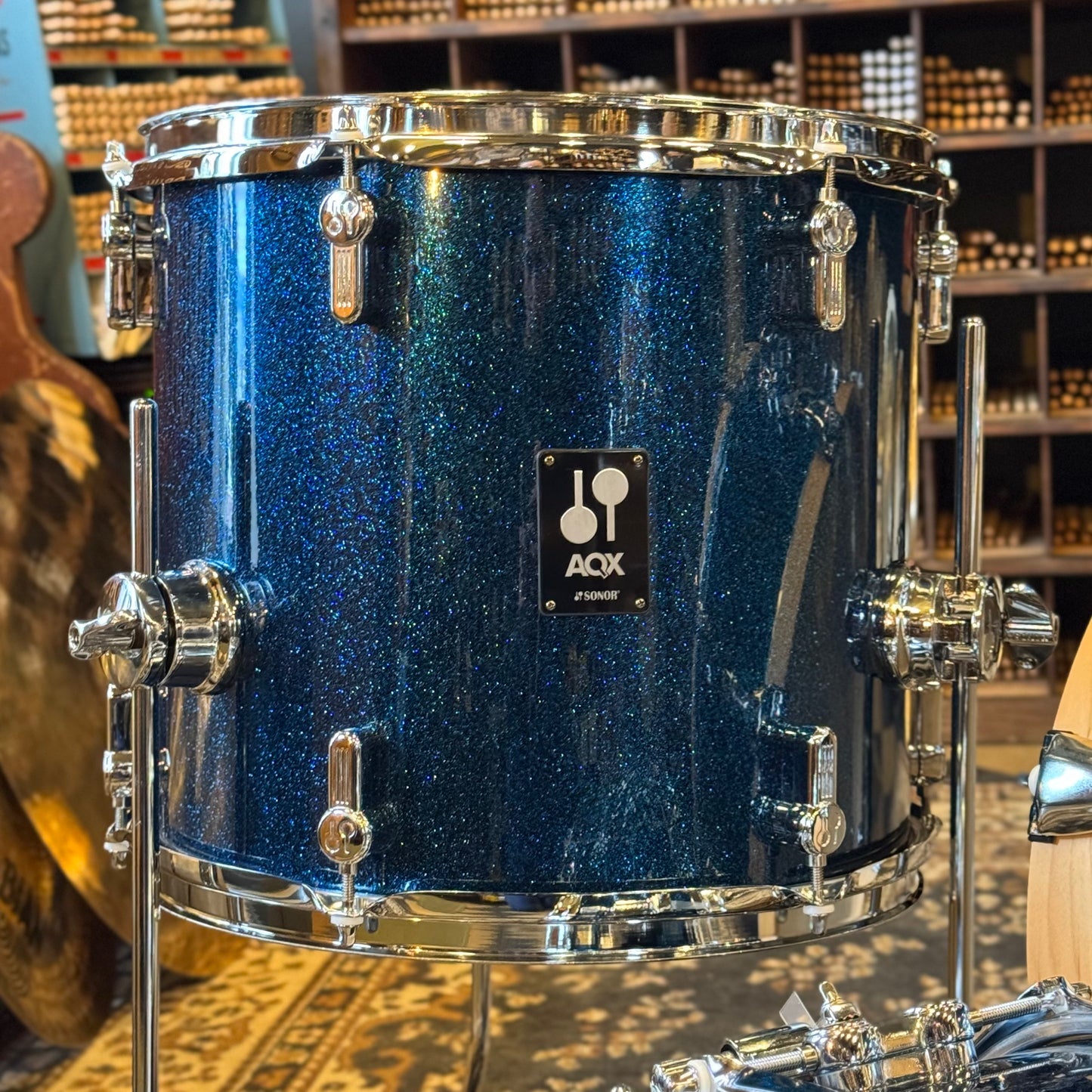 NEW Sonor AQX Jungle Drum Set in Blue Ocean Sparkle - 15x16, 7x10, 12x13, 6x13