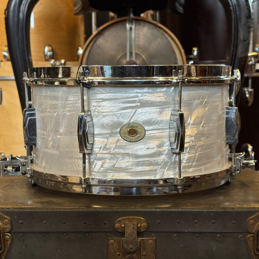 VINTAGE 1937 Ludwig 6.5x14 Super Snare Drum in Rewrapped White Marine