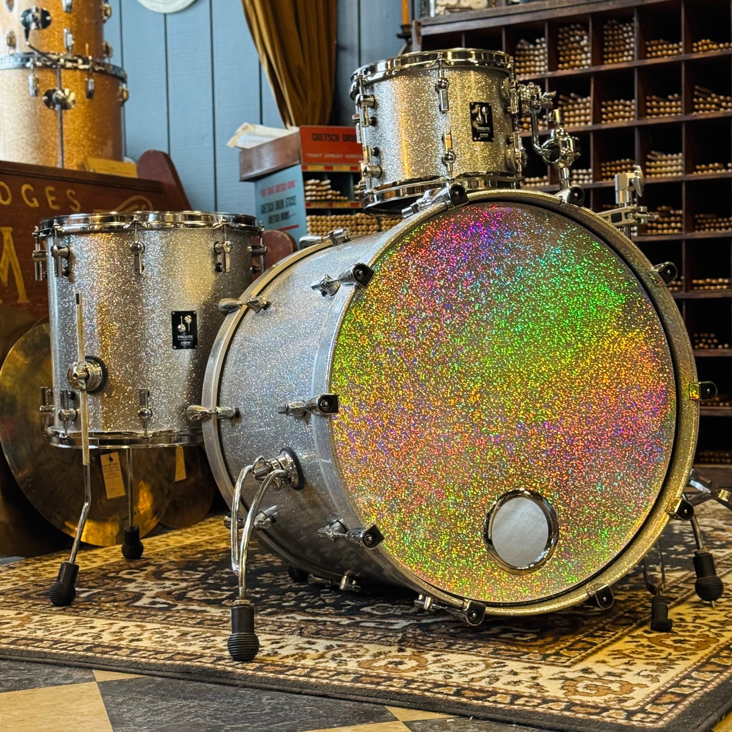 USED Sonor Prolite in Silver Sparkle - 18x22, 8x10, 14x14