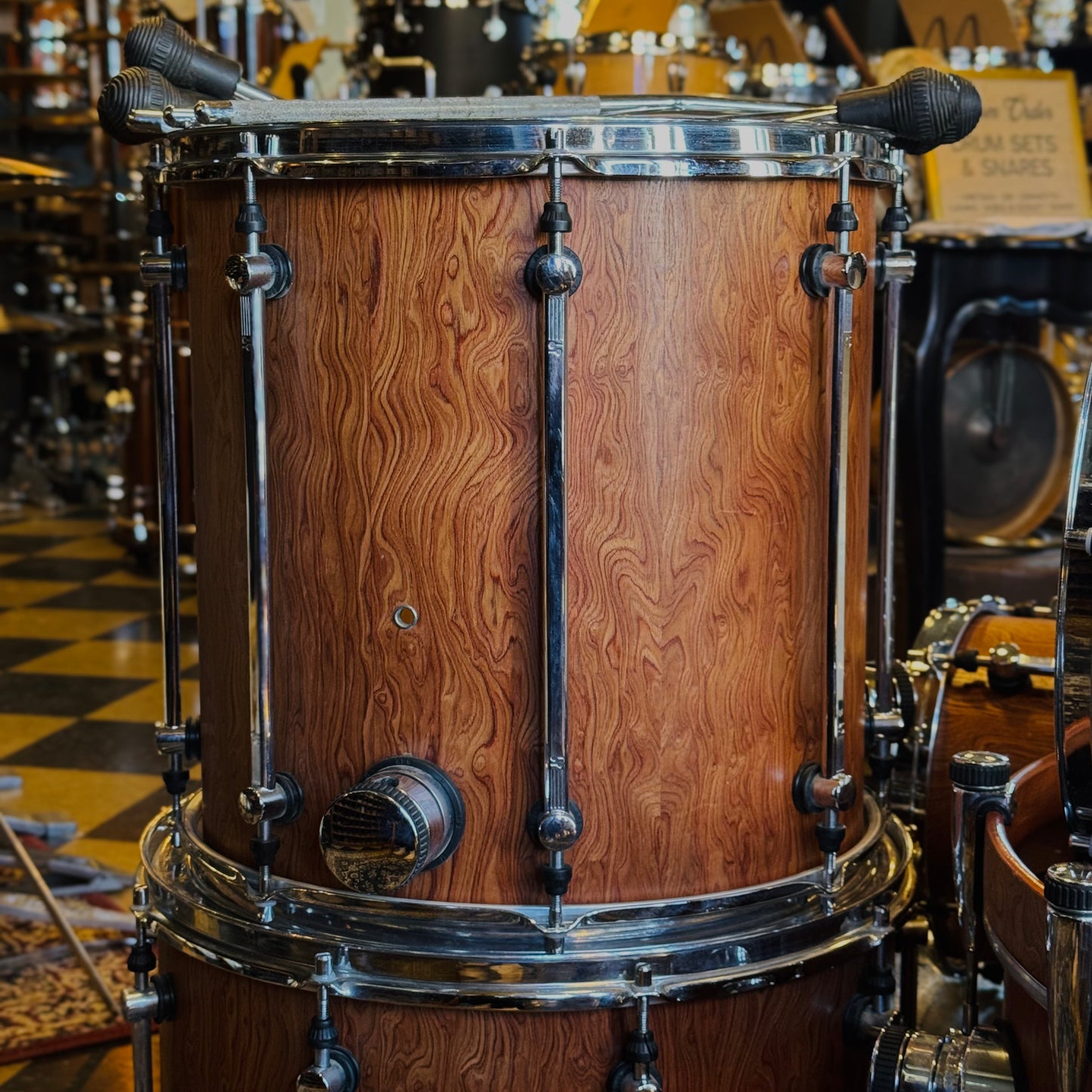 USED 1990's Sonor Designer Series Birch Drum Set in African Bubinga Veneer - 16x22, 8x10, 9x12, 10x13, 16x16, 16x18