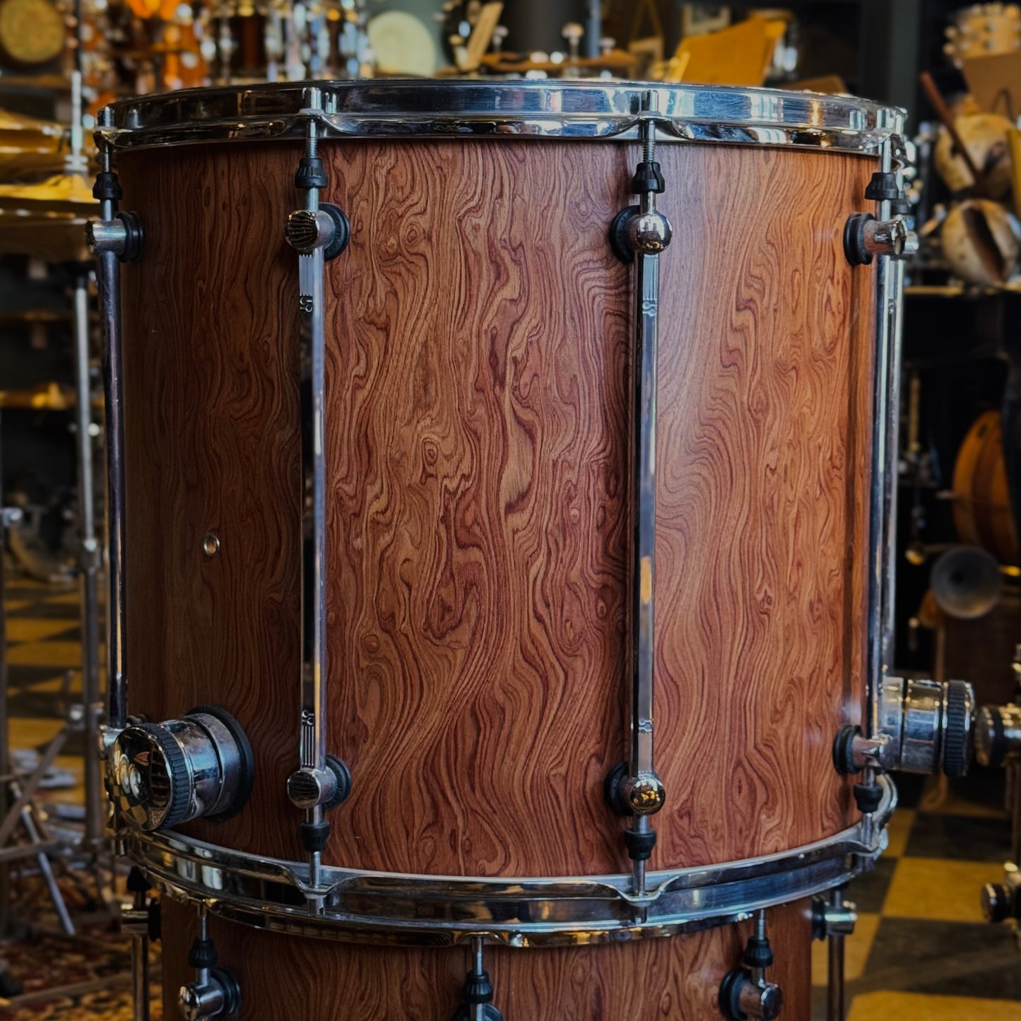 USED 1990's Sonor Designer Series Birch Drum Set in African Bubinga Veneer - 16x22, 8x10, 9x12, 10x13, 16x16, 16x18