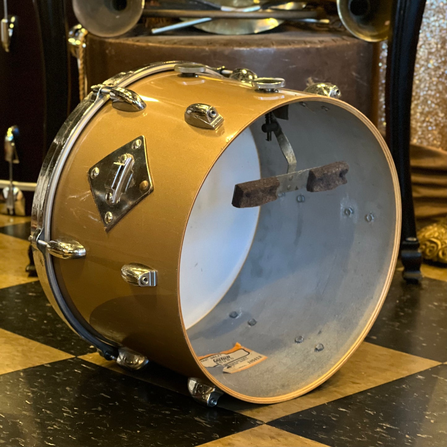 VINTAGE 1960 Gretsch Round Badge 6-ply Name Band Outfit in Refinished Copper Mist - 14x22, 9x13, 16x16, 6.5x14