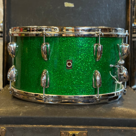 VINTAGE 1960's Slingerland 7x15 Concert King Snare Drum in Green Sparkle