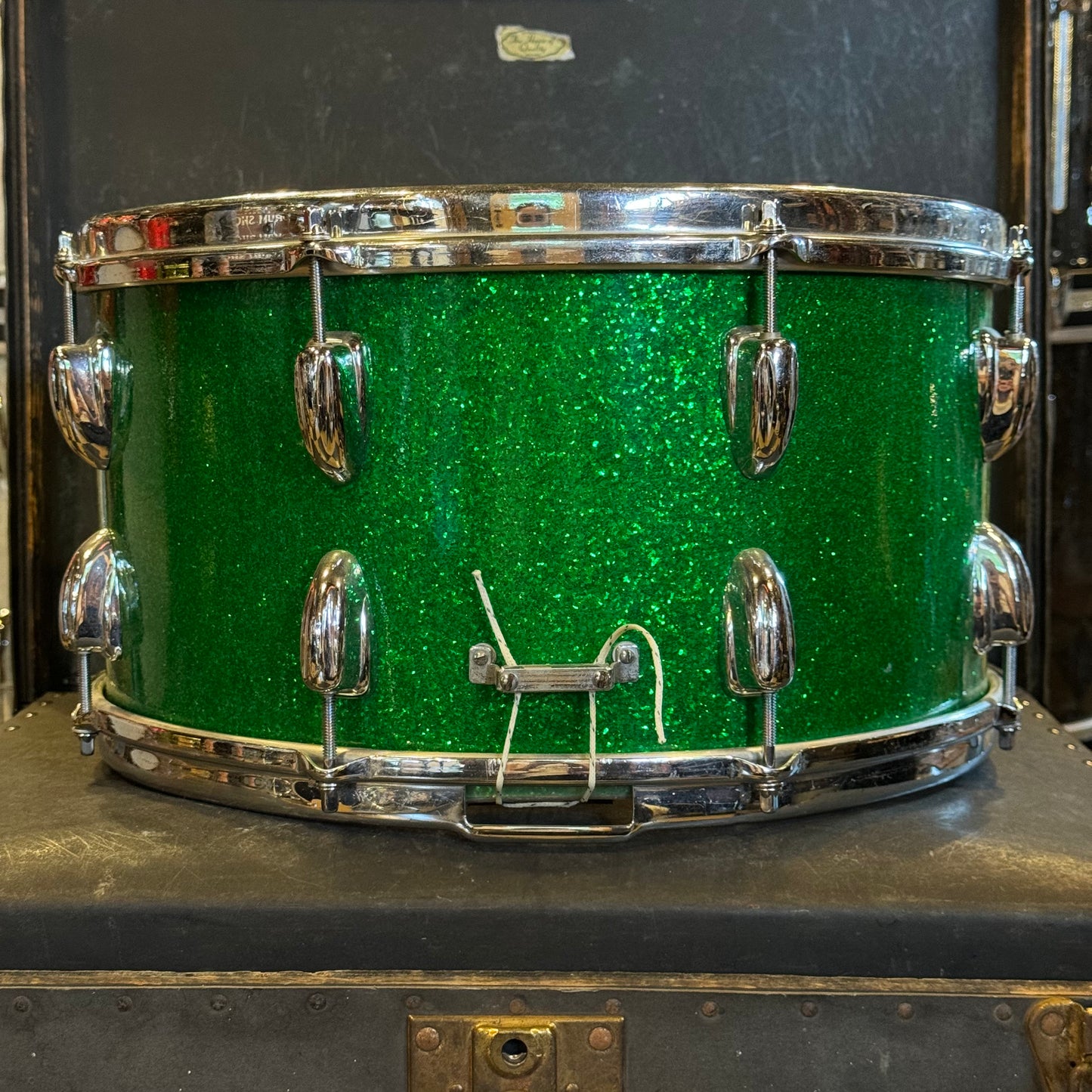 VINTAGE 1960's Slingerland 7x15 Concert King Snare Drum in Green Sparkle