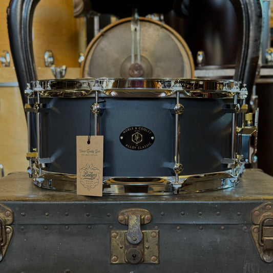 NEW Noble & Cooley 6x14 Alloy Classic Snare Drum in Black w/ Chrome HW