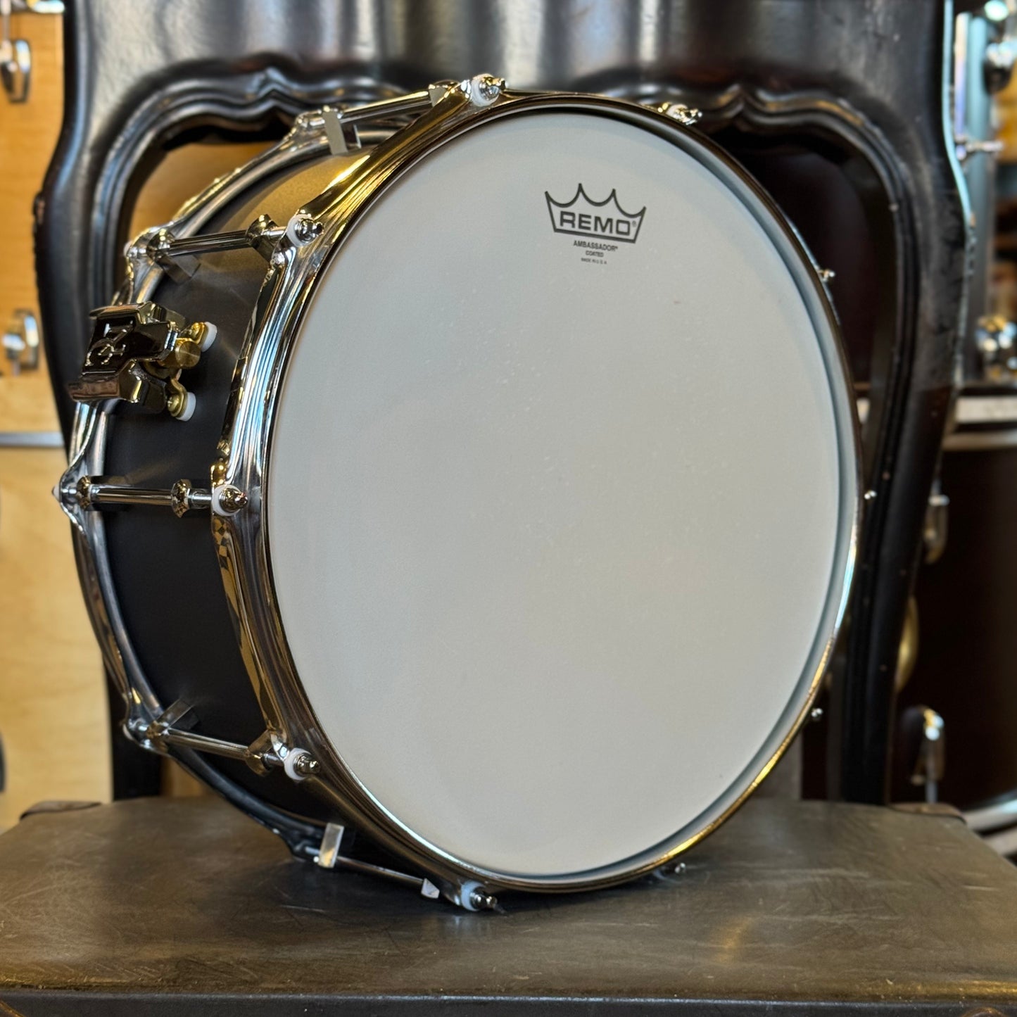 NEW Noble & Cooley 6x14 Alloy Classic Snare Drum in Black w/ Chrome HW
