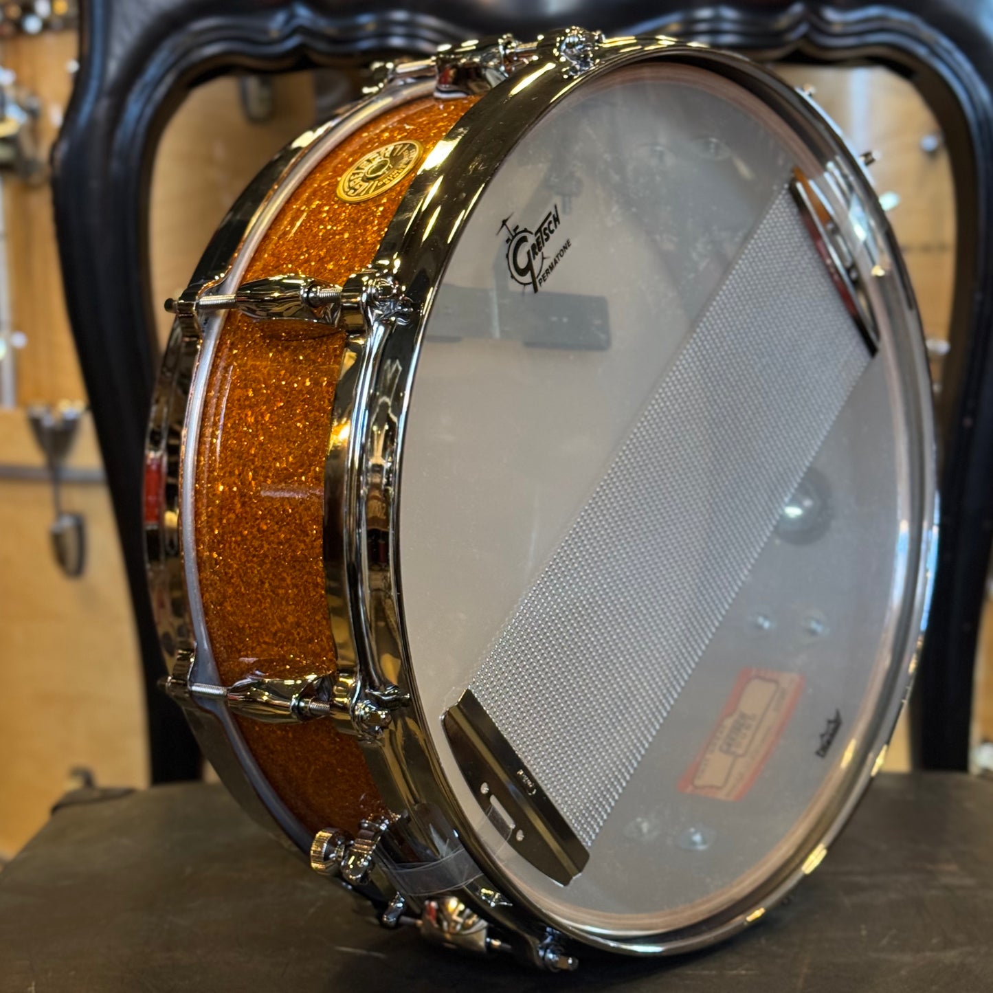 NEW Gretsch 4.5x14 USA Custom Snare Drum in Gold Glass with Tone Control & Micro Sensitive