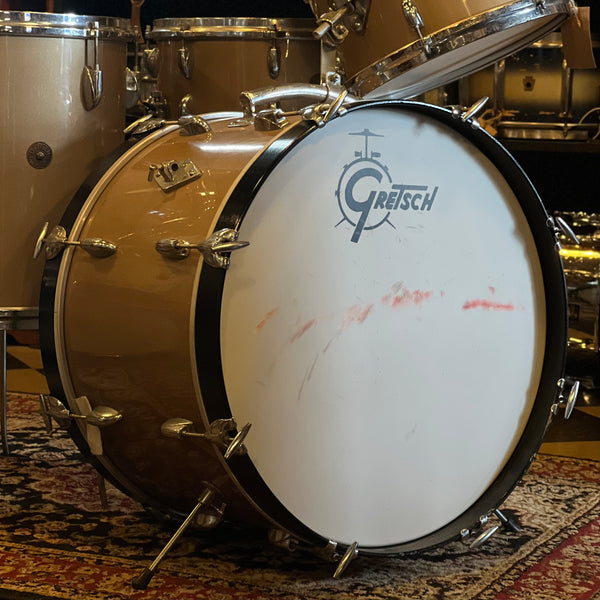 VINTAGE 1960 Gretsch Round Badge 6-ply Name Band Outfit in Refinished Copper Mist - 14x22, 9x13, 16x16, 6.5x14