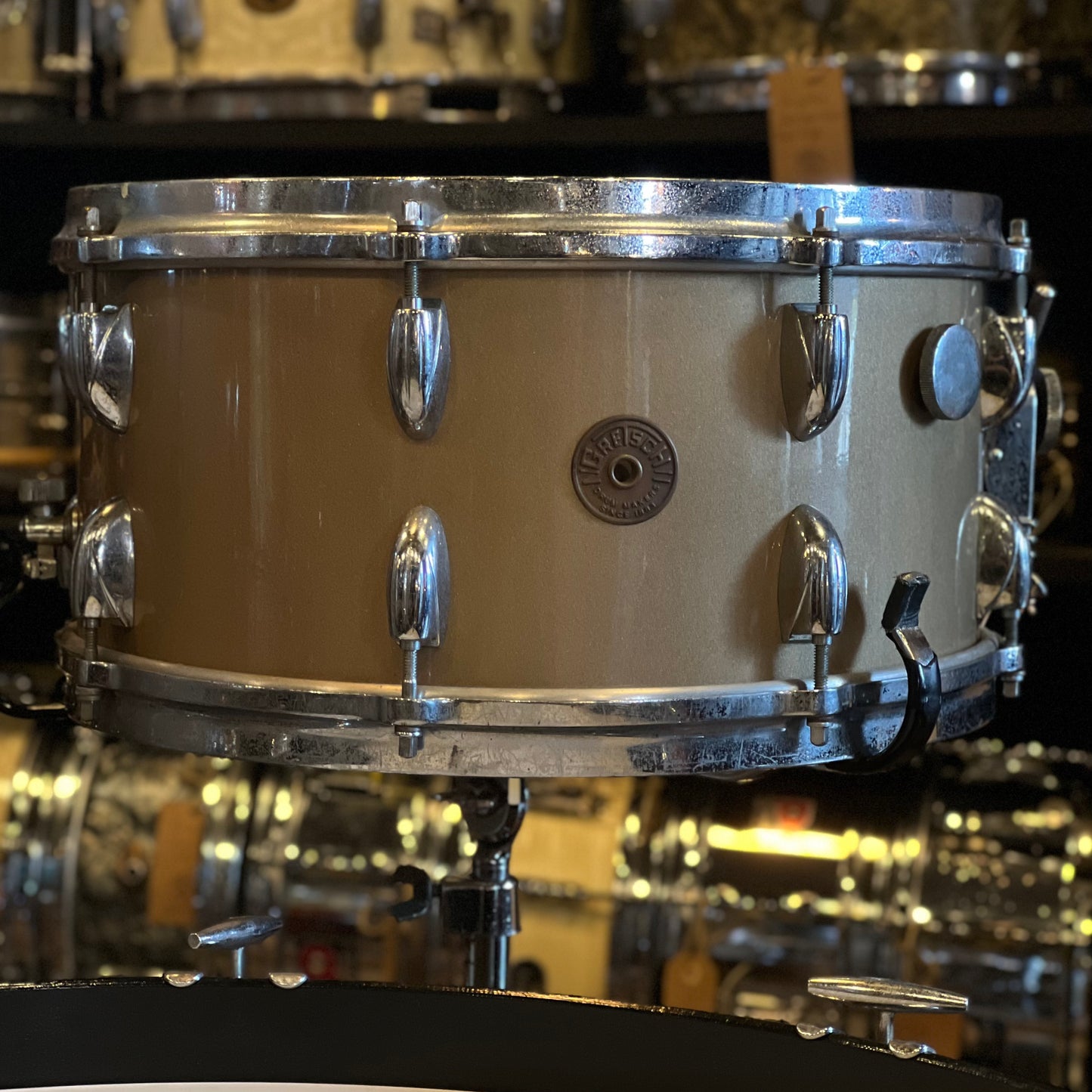 VINTAGE 1960 Gretsch Round Badge 6-ply Name Band Outfit in Refinished Copper Mist - 14x22, 9x13, 16x16, 6.5x14