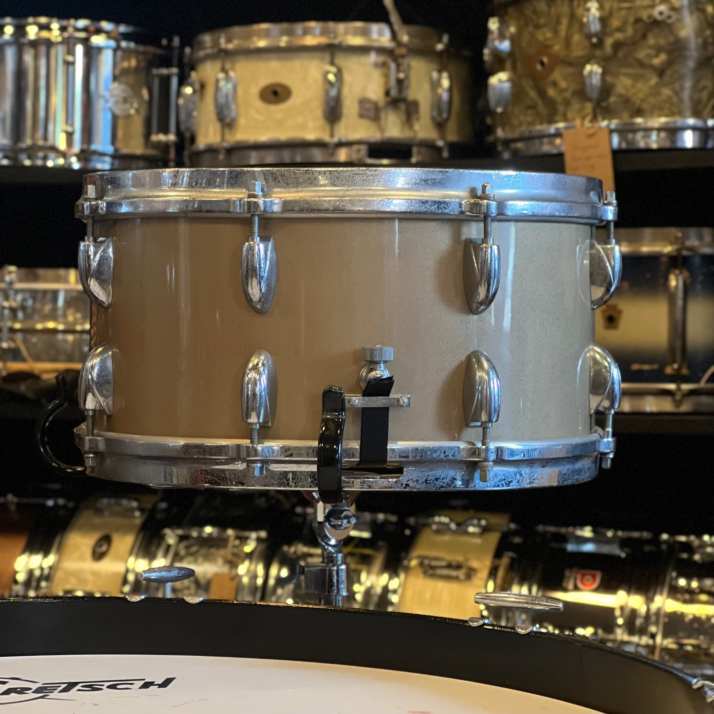 VINTAGE 1960 Gretsch Round Badge 6-ply Name Band Outfit in Refinished Copper Mist - 14x22, 9x13, 16x16, 6.5x14