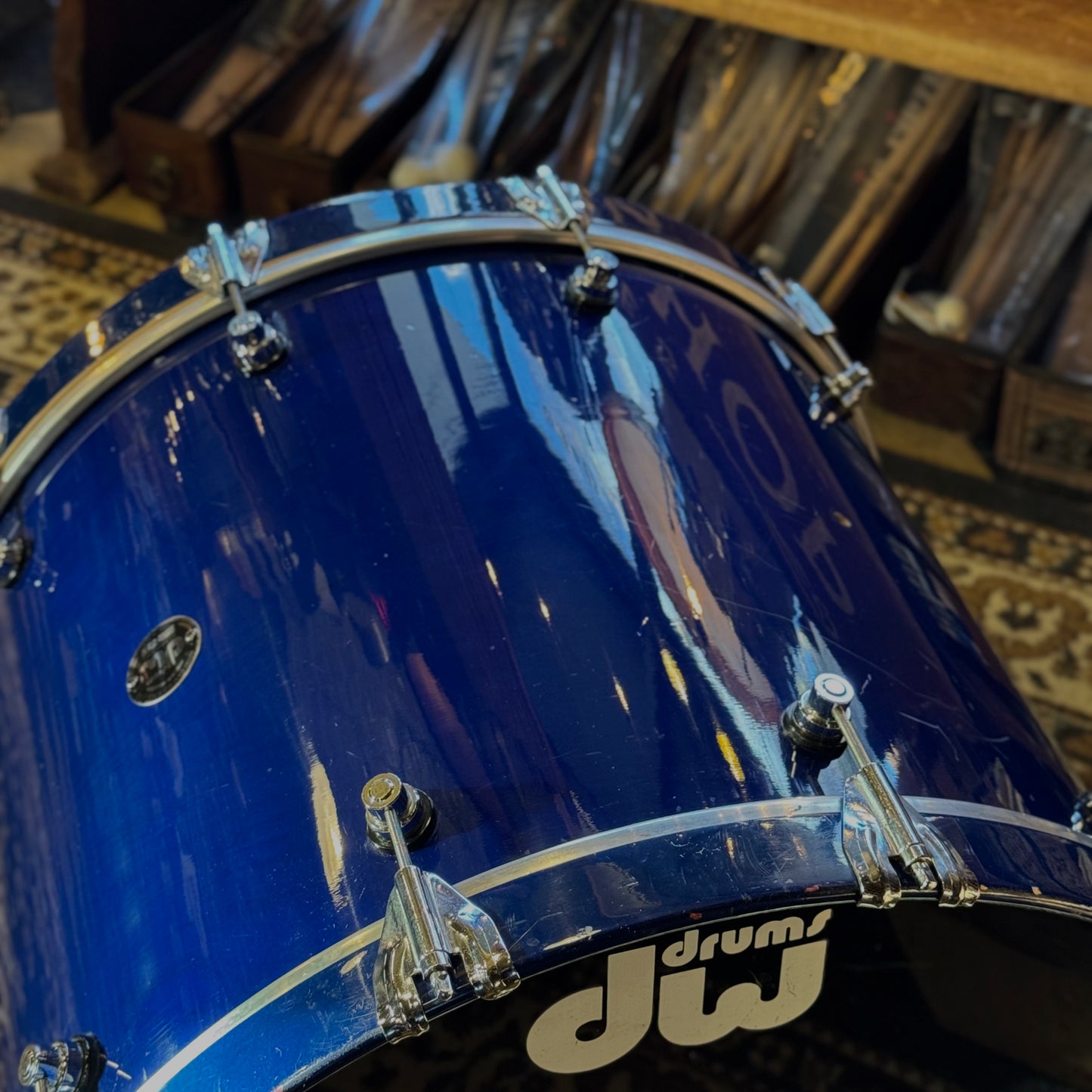 USED 1996 DW Pre-Collectors Birch Drum Set in Dark Blue Lacquer w/ Mini Turret Lugs - 18x22, 8x10, 9x12, 10x14, 12x16