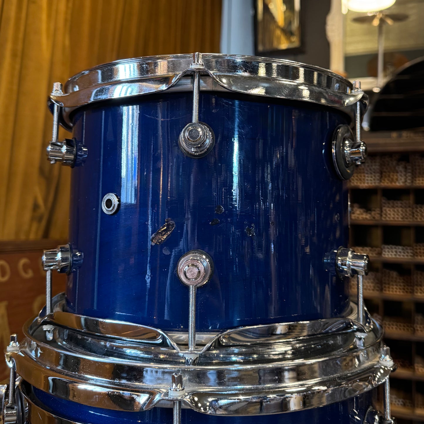 USED 1996 DW Pre-Collectors Birch Drum Set in Dark Blue Lacquer w/ Mini Turret Lugs - 18x22, 8x10, 9x12, 10x14, 12x16