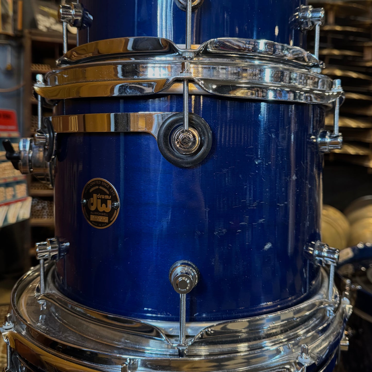 USED 1996 DW Pre-Collectors Birch Drum Set in Dark Blue Lacquer w/ Mini Turret Lugs - 18x22, 8x10, 9x12, 10x14, 12x16