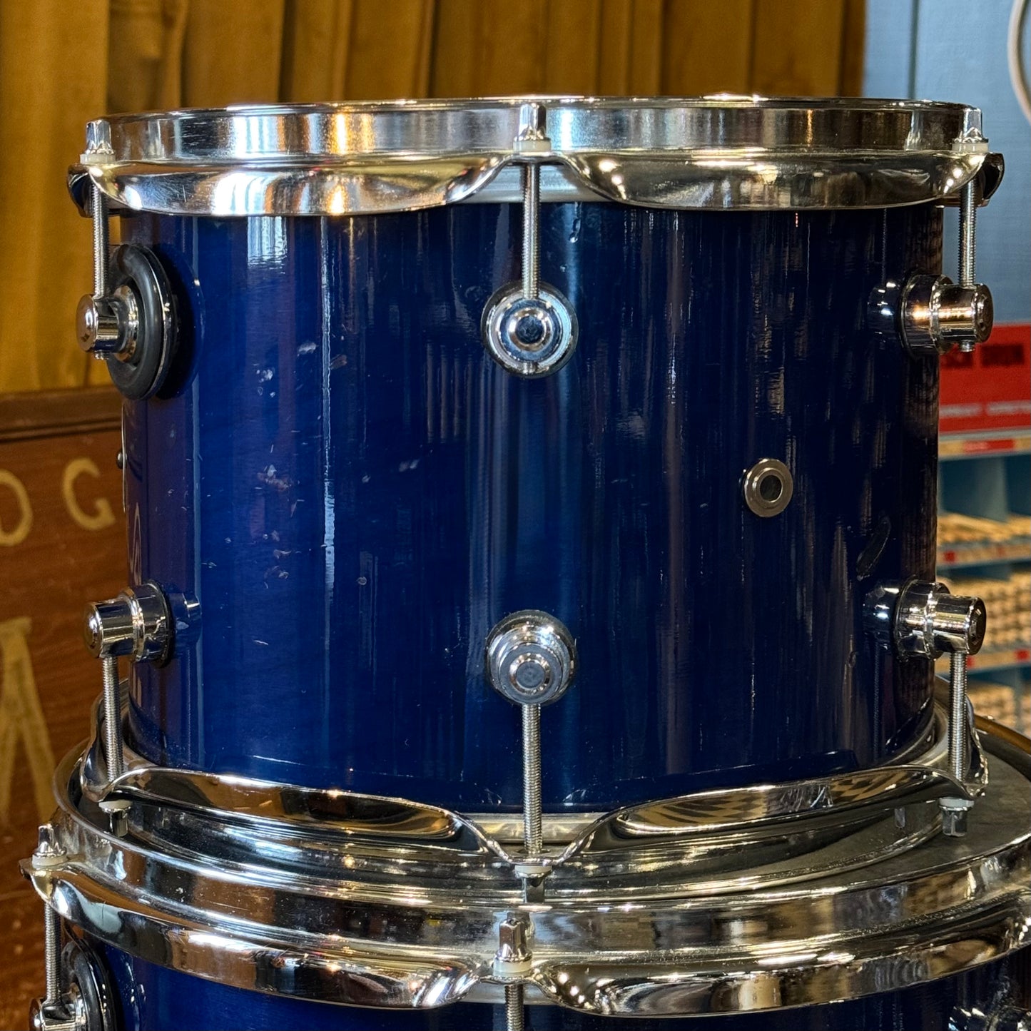 USED 1996 DW Pre-Collectors Birch Drum Set in Dark Blue Lacquer w/ Mini Turret Lugs - 18x22, 8x10, 9x12, 10x14, 12x16
