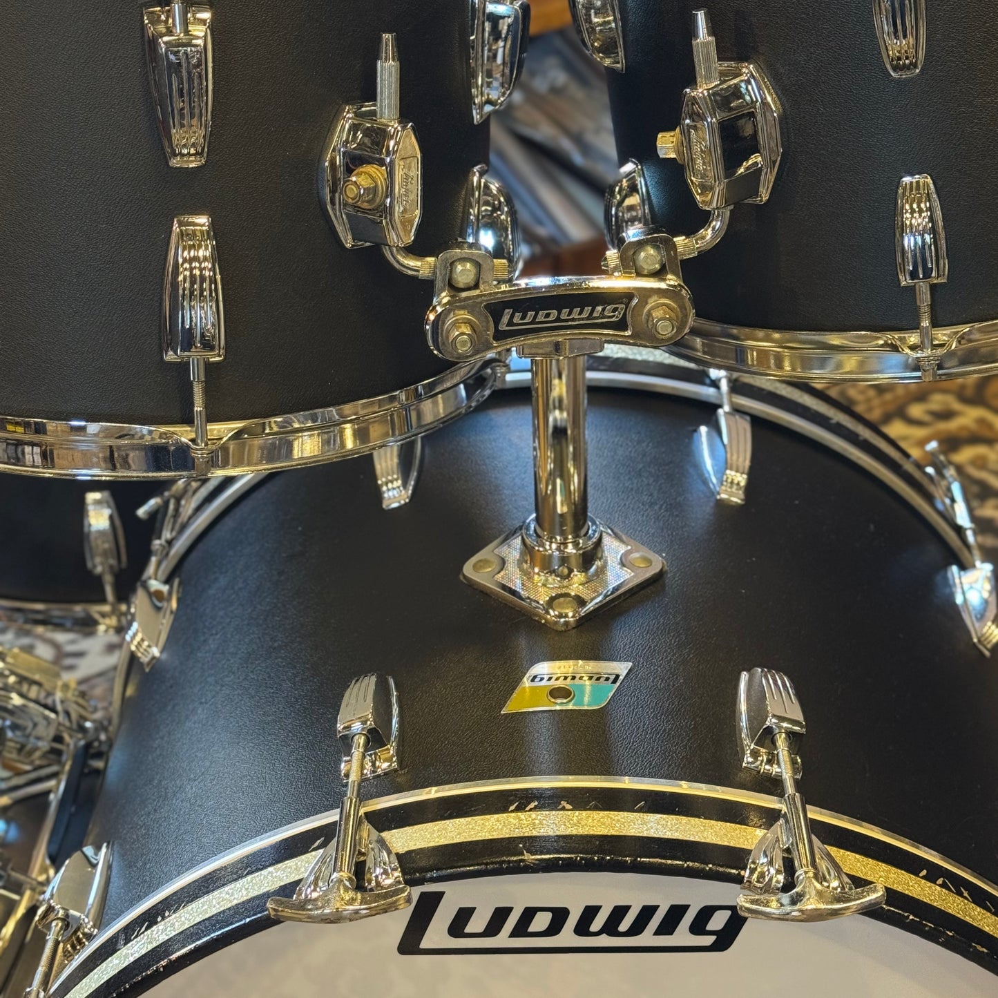 VINTAGE 1970's Ludwig Hollywood Outfit in Black Panther w/ LM400 Supraphonic - 14x22, 8x12, 9x13, 16x16, 5x14