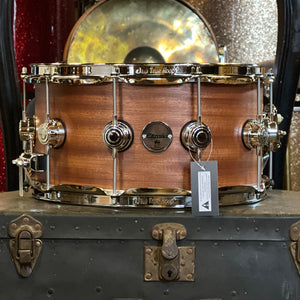 NEW DW Collector's Classic Series 7x14 Snare Drum In Natural Satin Mahogany w/ Nickel Hardware