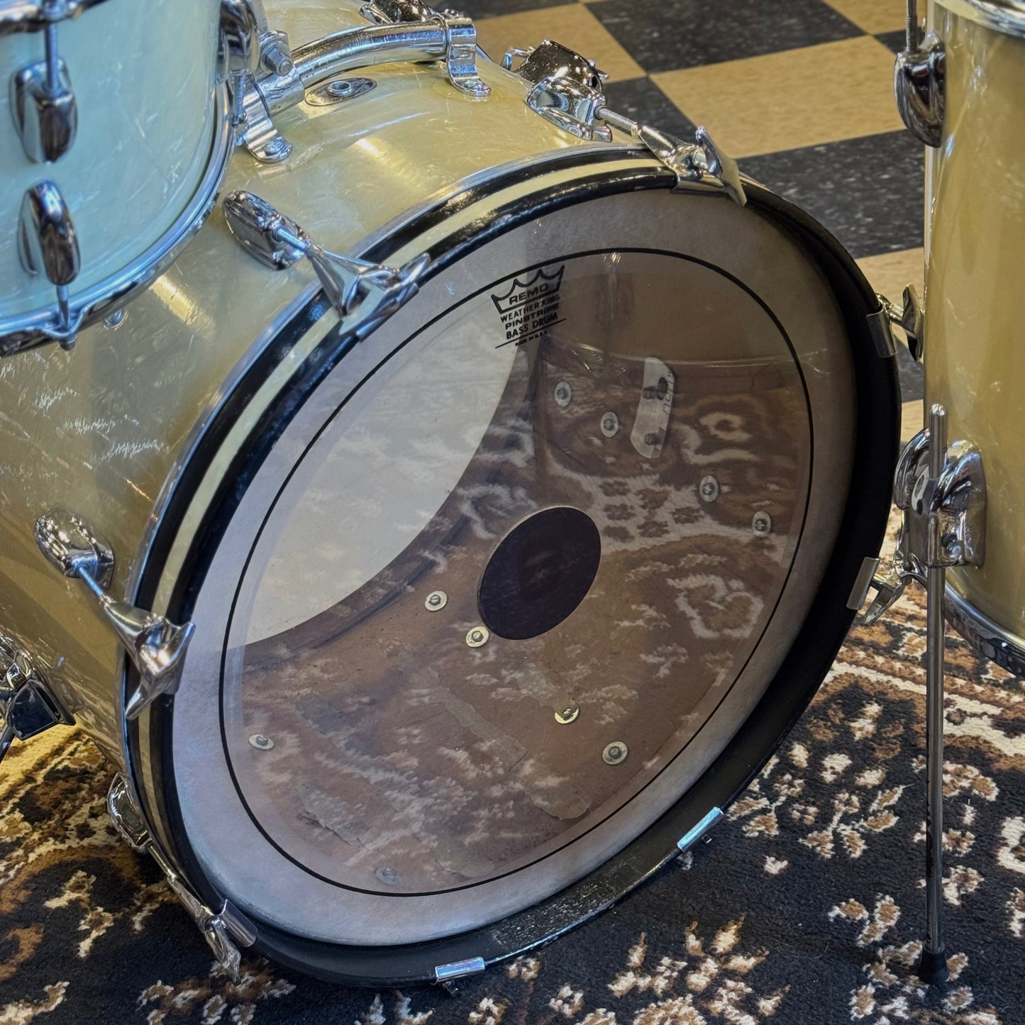 VINTAGE 1960's Slingerland Modern Jazz Outfit in White Marine Pearl - 14x20, 8x12, 14x14