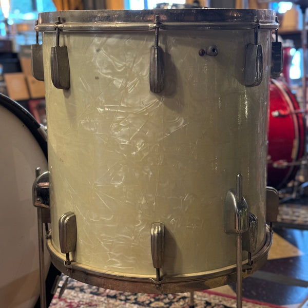 VINTAGE 1960's/1950's Slingerland Mixed Era Players Kit in White Marine Pearl - 14x22, 9x13, 16x16