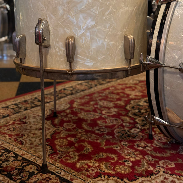 VINTAGE 1960's/1950's Slingerland Mixed Era Players Kit in White Marine Pearl - 14x22, 9x13, 16x16