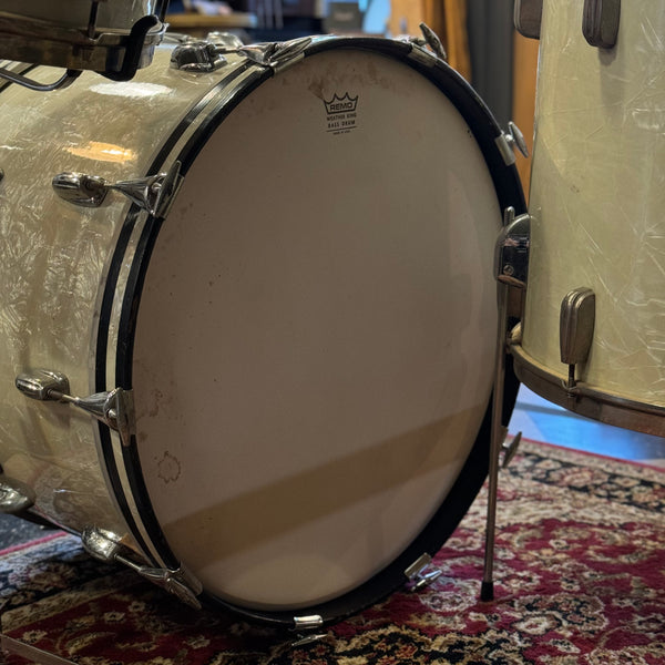 VINTAGE 1960's/1950's Slingerland Mixed Era Players Kit in White Marine Pearl - 14x22, 9x13, 16x16