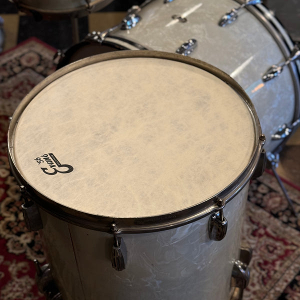 VINTAGE 1960's/1950's Slingerland Mixed Era Players Kit in White Marine Pearl - 14x22, 9x13, 16x16