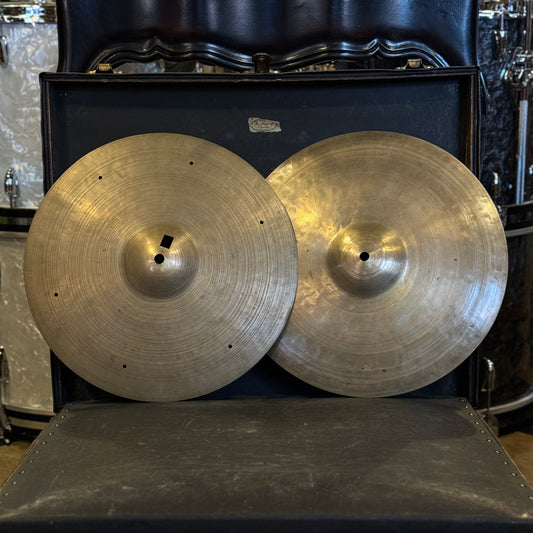 VINTAGE 1950's/1930's K. Zildjian Istanbul 14" Old Stamp & K. Constantinople Hi-Hat Pair - 700/1100g