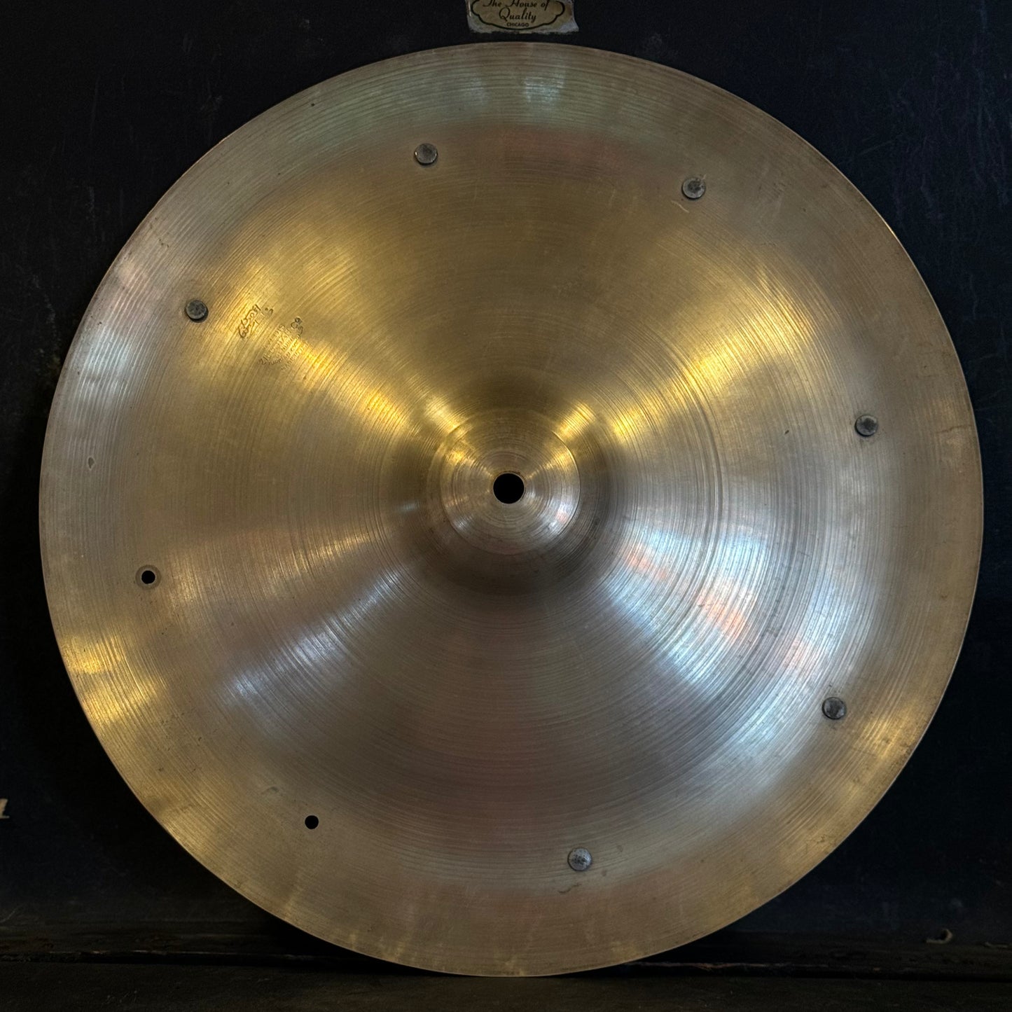 VINTAGE 1940's A. ZIldjian 14" Transition Stamp "Flange" Cymbal w/ Six Factory Rivets - 562g