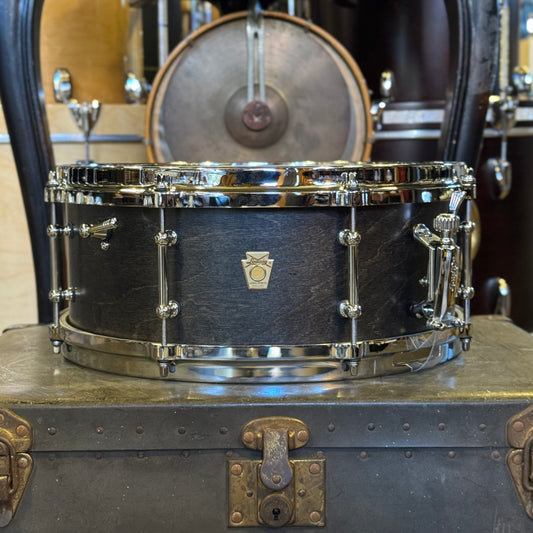 USED Ludwig 5x14 Legacy Exotic Snare Drum in Satin Charcoal w/ Tube Lugs & Die Cast Hoops